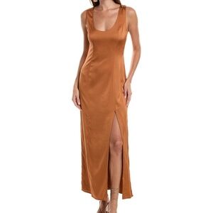 Hutch Lolo Satin Maxi Dress Brown/bronze size 2